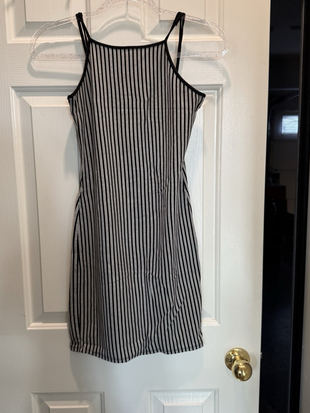 Heart & Hips Striped Mini Dress in Black & White Size Medium
